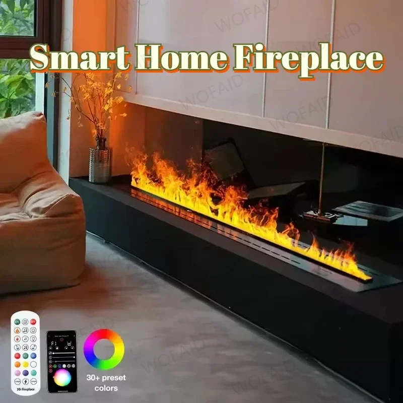 

3D Atomizing Fireplace камин Fake Color Flame Humidifier Atomizing Smart Indoor Electric Mist APP Remote Control Steam Fireplace