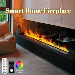 3D Atomizing Fireplace камин Fake Color Flame Humidifier Atomizing Smart Indoor Electric Mist APP Remote Control Steam Fireplace