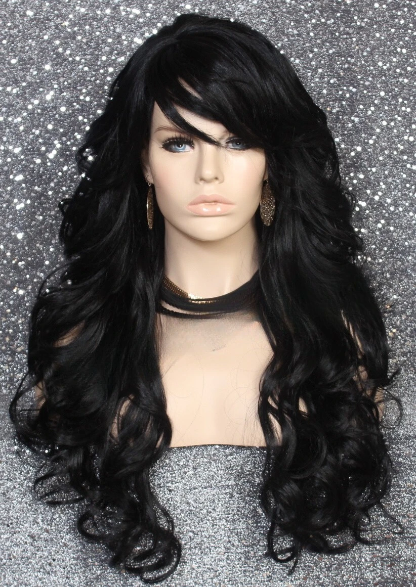 

hair blend Luscious Wig Curly Long Layered Heat OK Black WVE