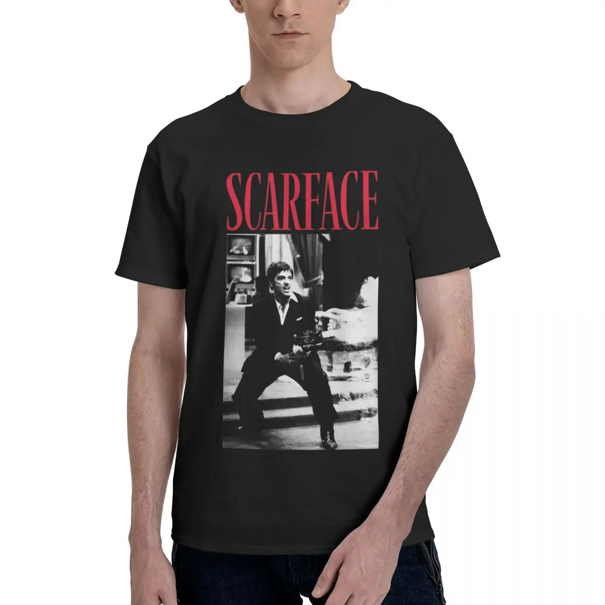 Tony Montana T-Shirt Men Scarface Movie Fun Cotton Tee Shirt Round Neck Short Sleeve T Shirts Summer Clothing