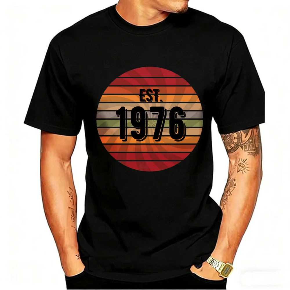 Nostalgia Established in 1976 Designed and Windmill Vintage Classic Fashion Streetwear Crewneck Short-sleev Graphic Tshirts