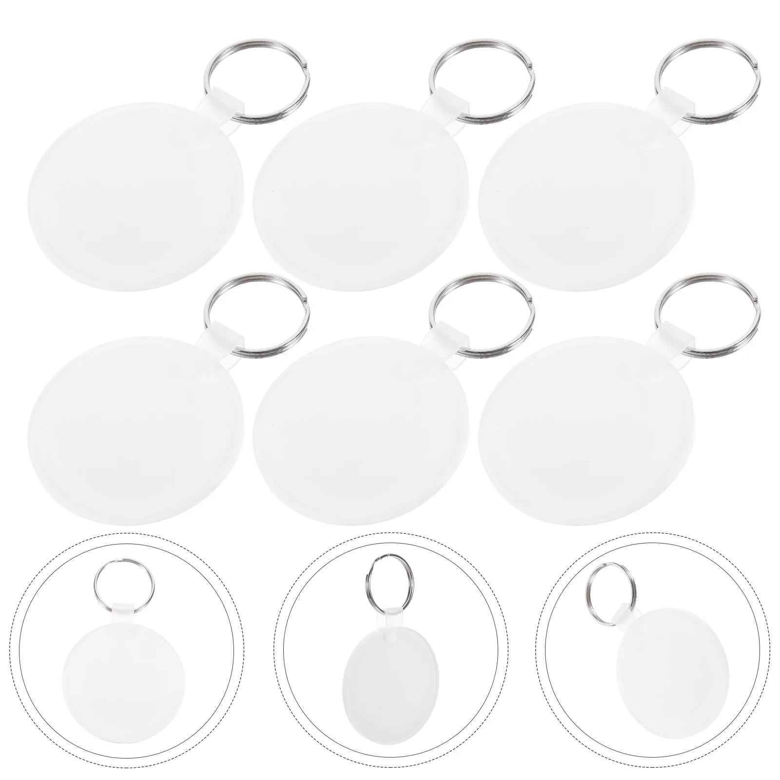 

6 Pcs Key Ring Heat Transfer Chain Decoration DIY Blank Keychain Acrylic Sublimation Keychains