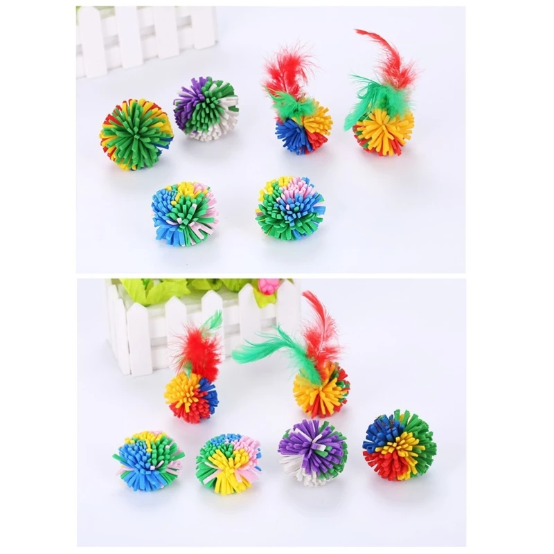 Cats Balls Toy Small EVA Balls Bright Color 2in Kitten Chasing Balls Increasing Exercise for Indoor Cats With/No Feather