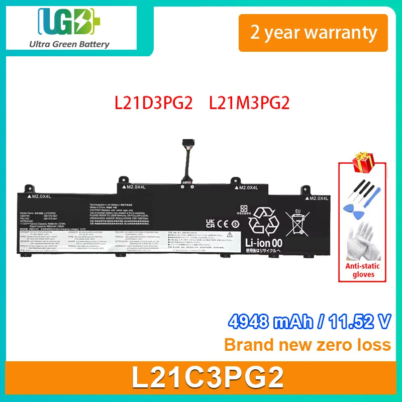 

UGB New L21C3PG2 Laptop Battery For Lenovo ThinkPad C14 Gen 1 Gen 3 Series L21M3PG2 SB11F21947 5B11F21941 L21D3PG2 11.52V