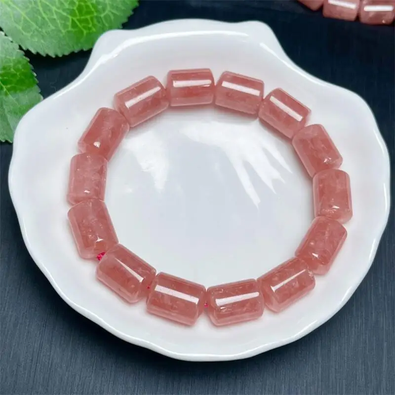 Natural Red Lace Agate Bucket Bead Bracelet Healing Reiki Crystal Beads Elastic For Women Energy Jewelry Gift 1PCS