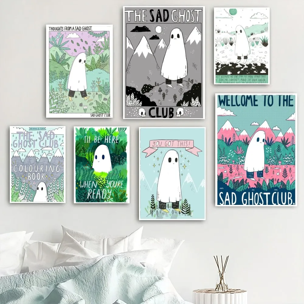 Cute The Sad Ghost Poster Home Room Decor Livingroom Bedroom Aesthetic Art Wall Painting Stickers