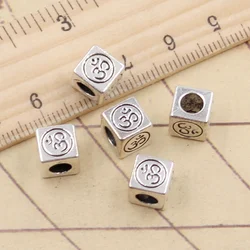 10pcs Beads Yoga Om 4mm Big Hole Vintage Charms European Pendant Fit For Bracelet DIY Antique Silver Color Fit Making