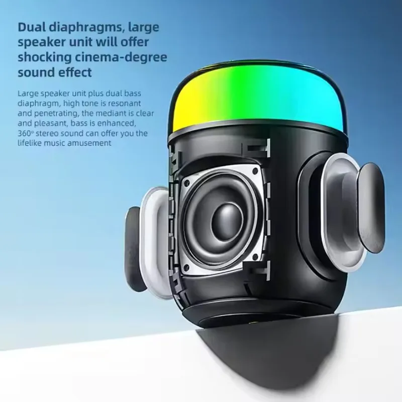 Mini Portable Camping Bluetooth Speaker RGB Outdoor Waterproof High Power TWS Stereo Wireless Subwoofer for Camping Hiking Trip