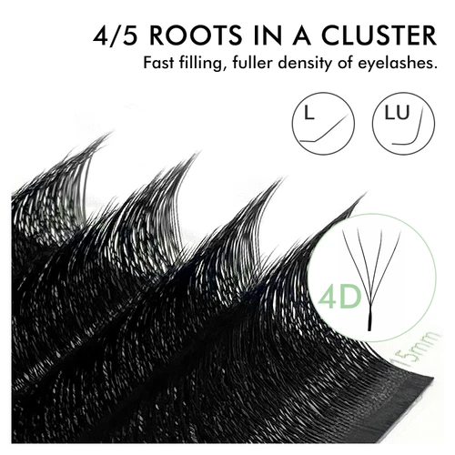 Imagen 2 del producto NATUHANA pestañas postizas individuales suaves naturales en forma de W 4D 5D volumen prefabricado 007mm fino C D Curl para maquillaje