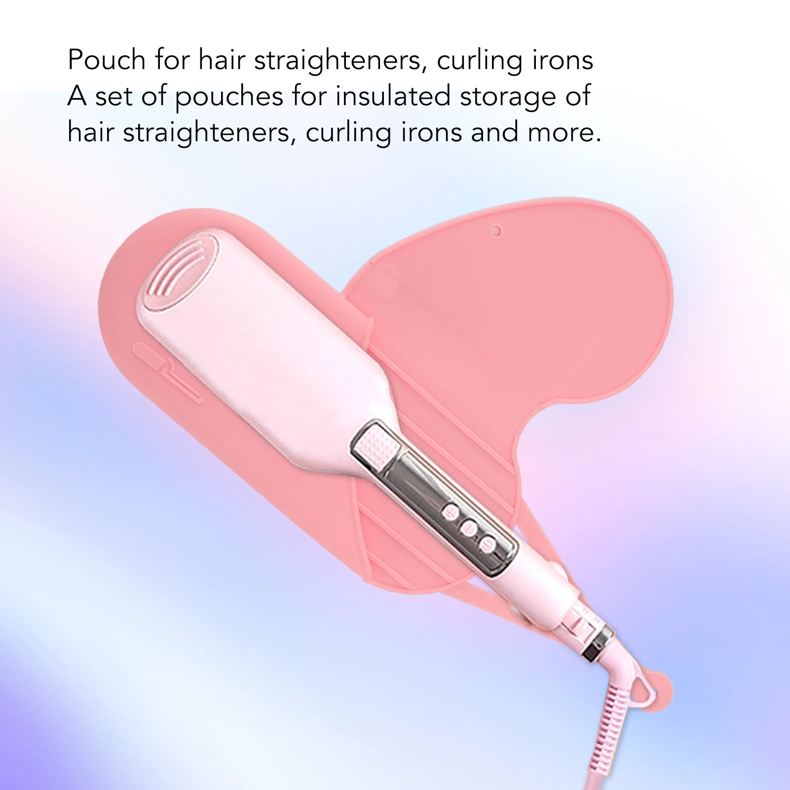 Silicone Heat Resistant Mat Pouch With Hanging Hole Portable Travel Curling Iron Pad Hair Straightener Cusion For Hair Styling