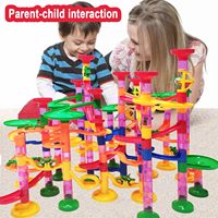 Marble Run Race Track Building Blocks Kids 3D Maze Ball Roll Toy DIY Marble Run Race Coaster Set 80/105/109/133pc Christmas Gift