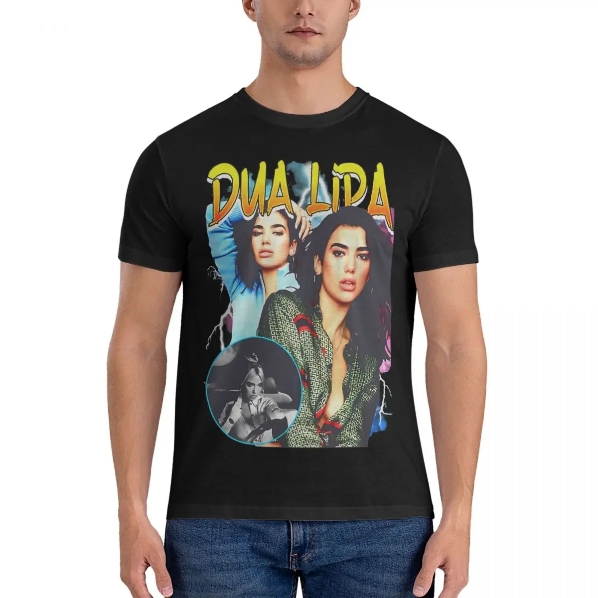 Official Men T Shirt D-Dua Lipa Singer Leisure Tees Short Sleeve O Neck T-Shirts Cotton Birthday Gift Tops