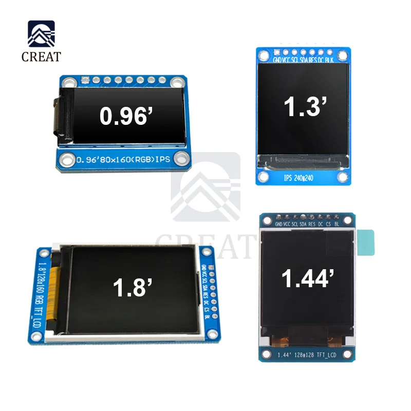 0.96 1.3 1.44 1.8 Inch Serial 128*128 128*160 80*160 240*240 65K SPI Full Color TFT IPS LCD Display Module Board Replace OLED