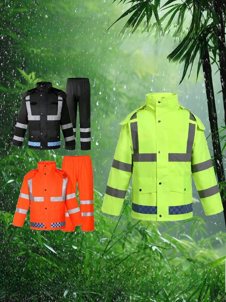 

Комплект из непромокаемой куртки и брюк с отражающими элементами для защиты от наводнений, аварийно-спасательных работ, патрулирования, велоспорта и обеспечения безопасности