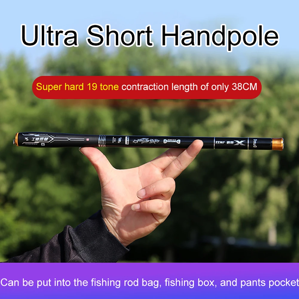 6H Mini Fish Rod Pen 38CM Ultra-Short Telescopic Freshwater Hand Rod Ultra-Light Hard Carbon Fiber Fishing Pole