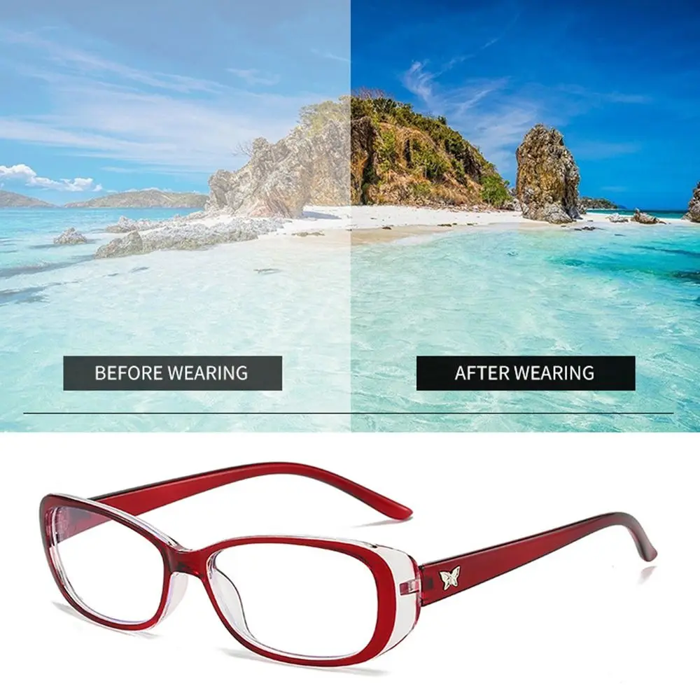 Blue Ray Blocking Anti-Blue Light Reading Glasses Eye Protection Butterfly Hyperopia Glasses Ultralight PC Square Eyeglasses