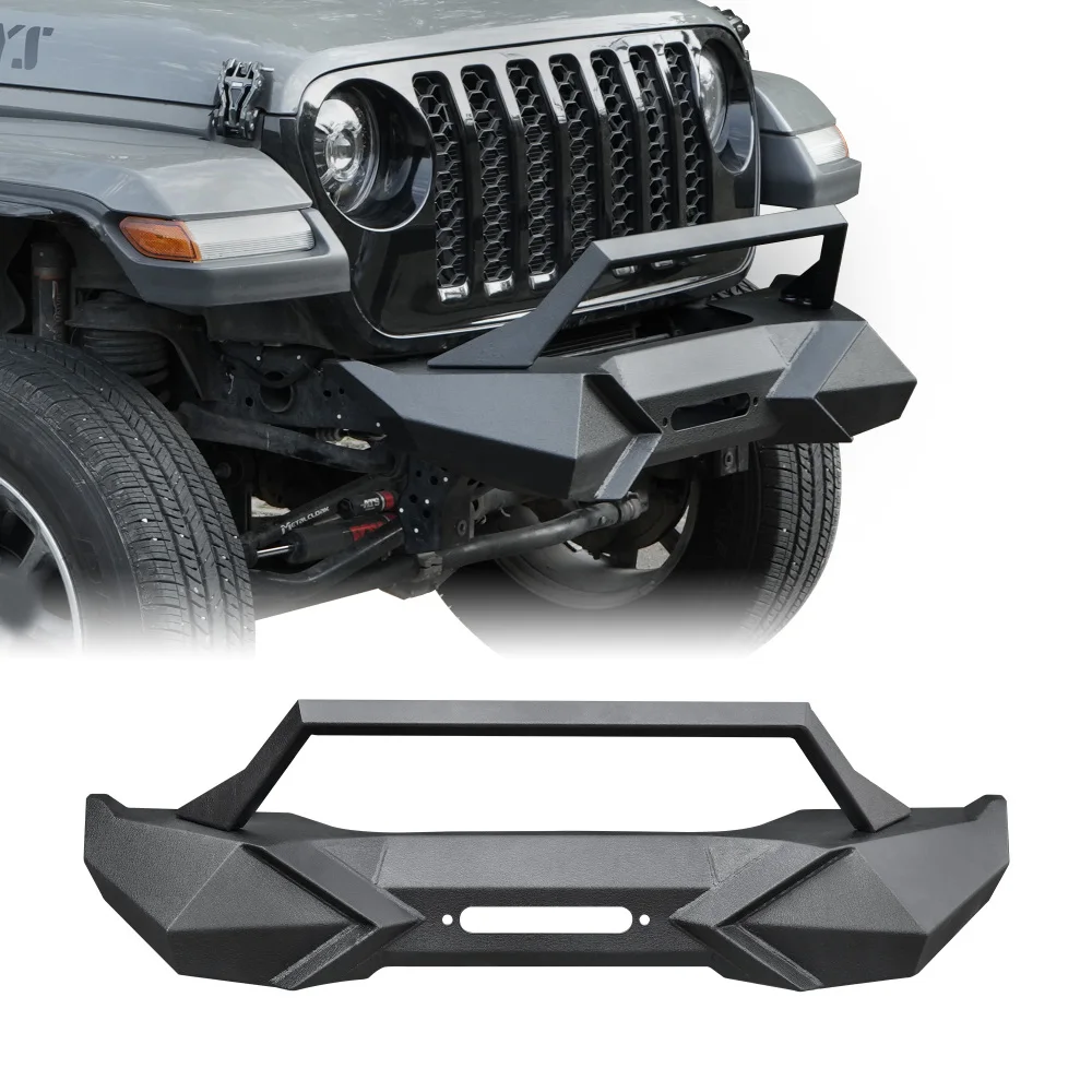 

X Style Front Bumper w/ Winch Plate for Wrangler JK (2007-2018) Heavy Duty Black Textured Manganese Steel On/Off-Road