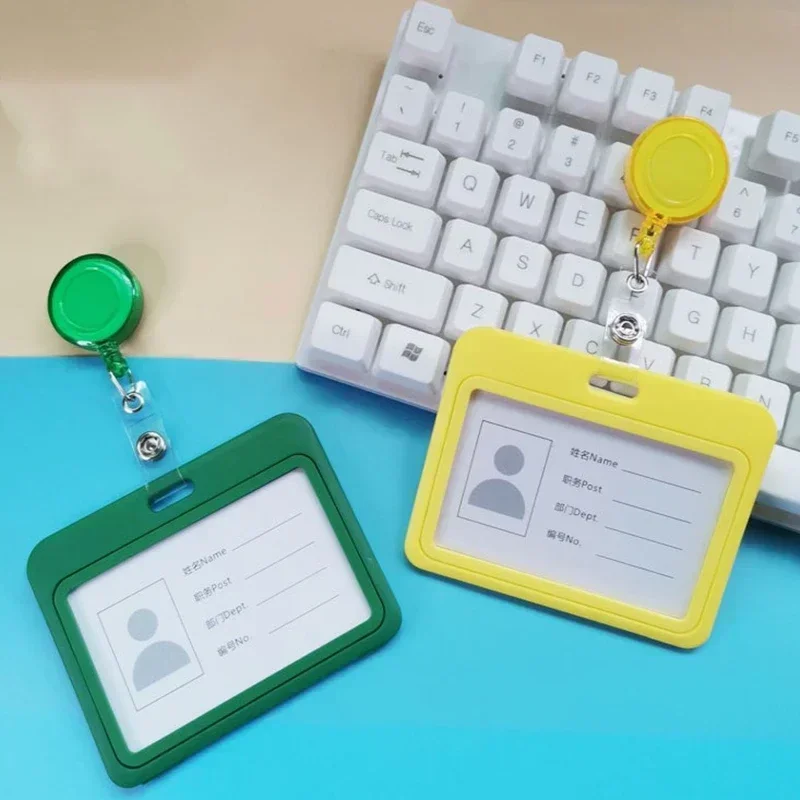 

1Set ID Card Holder Clip for Exhibition Retractable Badge Reel with Badge Holder Pass Work Card Clip Working Permit Case Sleeve