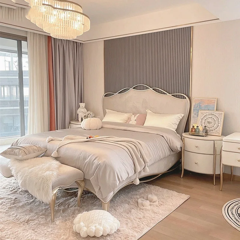 

European Modern Bed Bedroom Frame Queen Luxury Castle Girls Design Simple Massage Bed Sleeping Safe Muebles Trendy Furniture