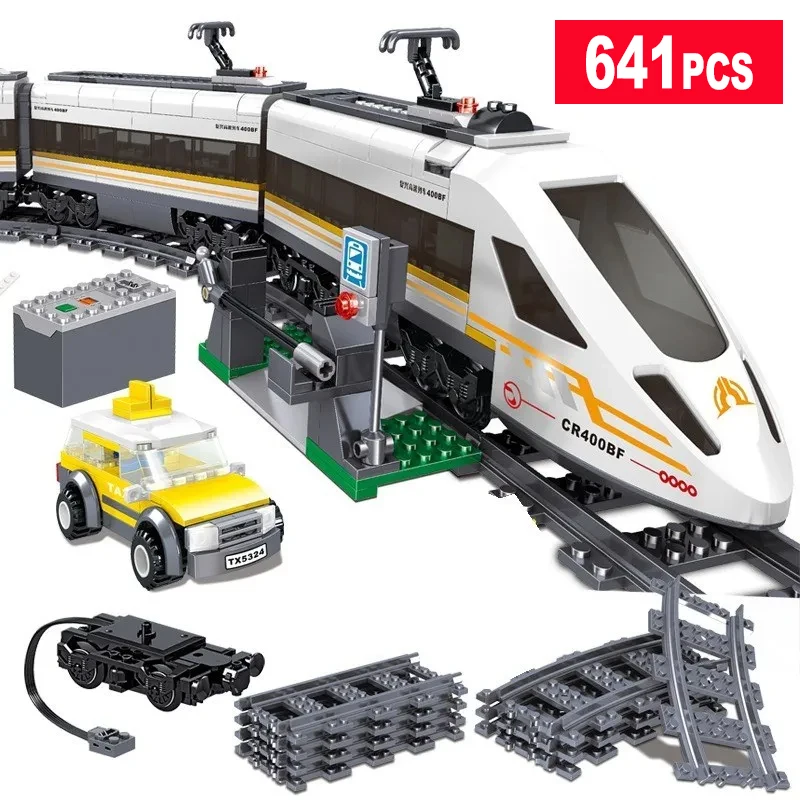 City Power High-speed Railway Fuxing Hexie Electric Locomotive Train Building Blocks Toys for Children Technical Bricks Kids