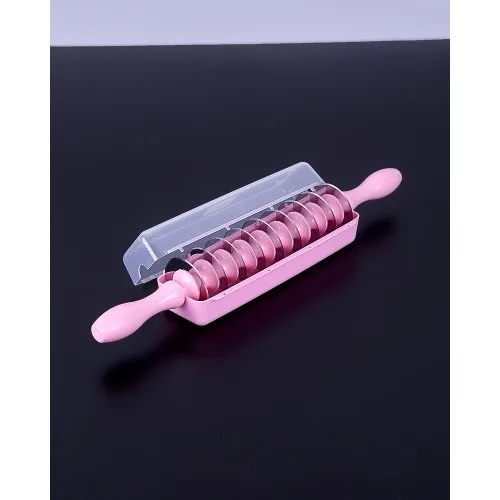 Evvehediyelikeşya Pink Steel 9 Bladed Ravioli Cutting Roller, Multi Ravioli Knife