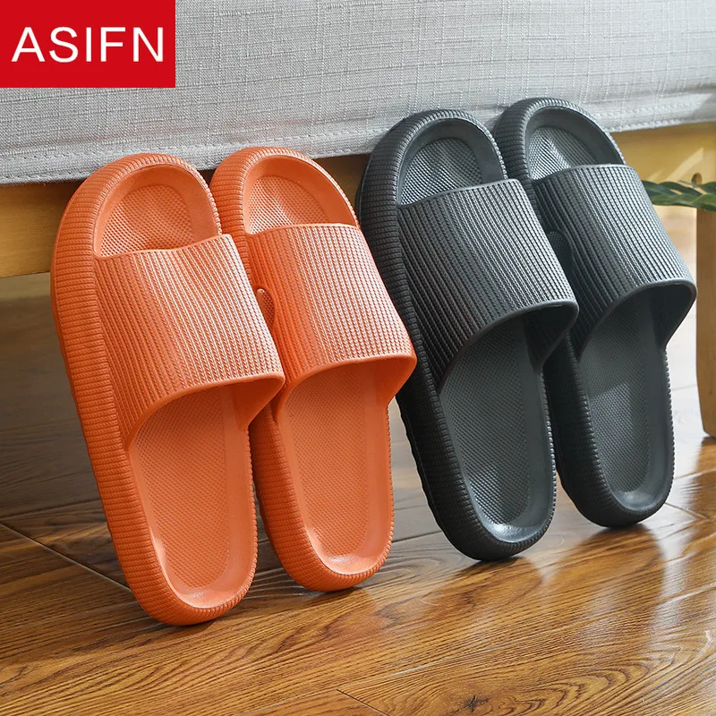 ASIFN Women Thick Platform Slippers Summer Eva Soft 4CM Heel Slide Sandals Men Ladies Indoor Bathroom Anti-slip Shoes 2022 new