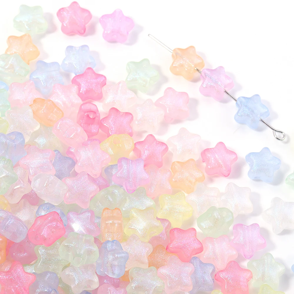100pcs/lot 10mm Mermaid Color Acrylic Luminous Beads Color Stars Loose Spacer Beads For DIY Bracelet Necklace Jewelry Wholesale view 6