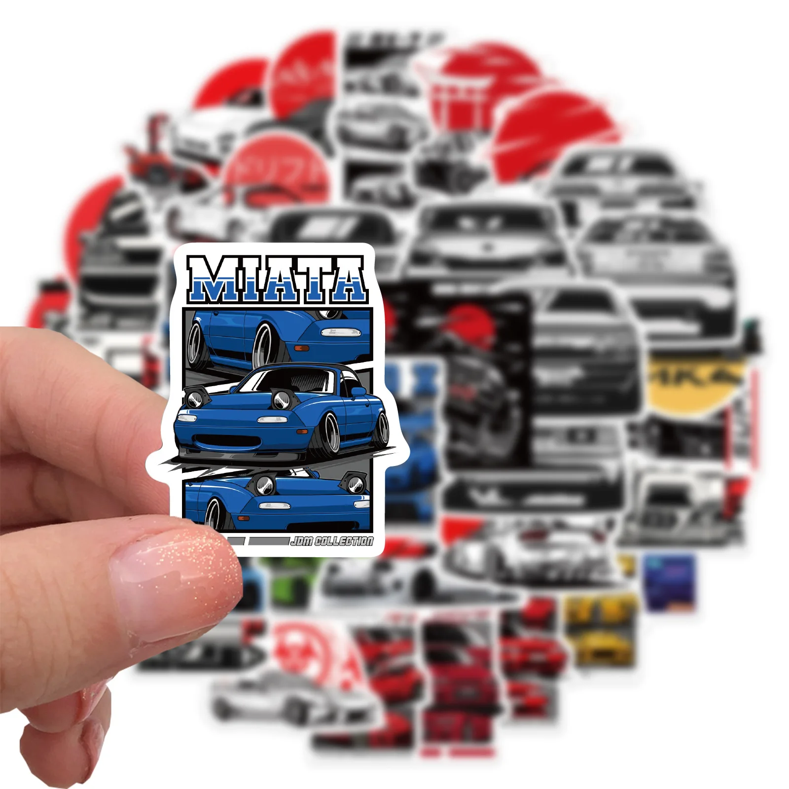 50PCS JDM Sport Car Racing Stickers for Water Bottles Laptop Phone Computer Guitar Vinyl Sticker
