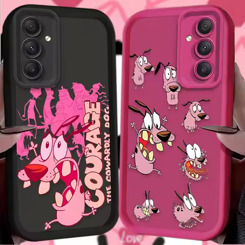 Anime Courages Cowardly Dog Case for Samsung Galaxy S25 S23 S24 Ultra S22 S21 Plus FE 5G A54 A34 A14 A73 A53 A33 5G Back Funda