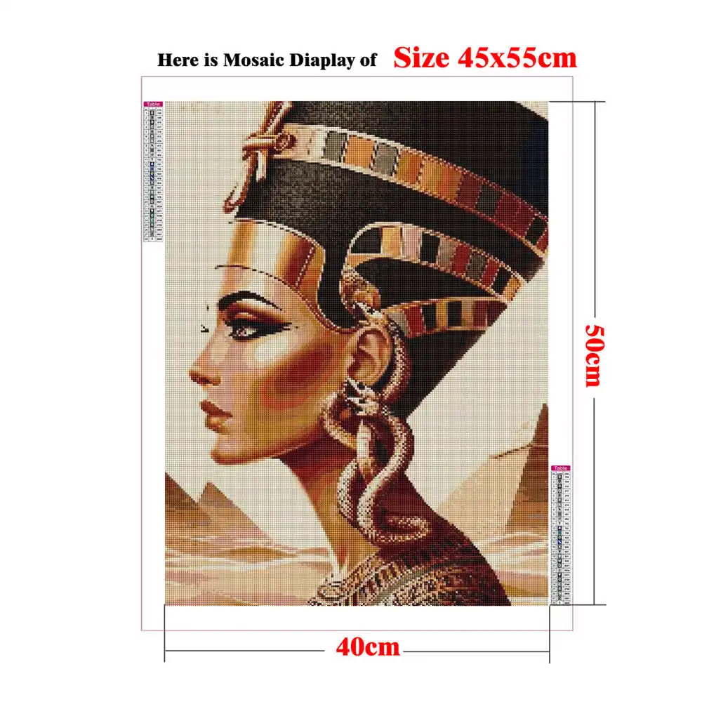 5D DIY Diamond Painting Egyptian Hieroglyphs Cleopatra Art Rhinestone Mosaic Decoration Picture Cross Stitch Kit