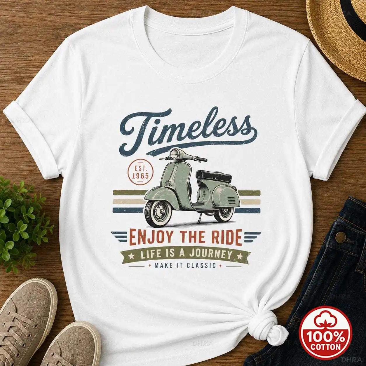 Timeless Journey T-Shirt Unisex Vintage Scooter Travel Graphic Cotton Top