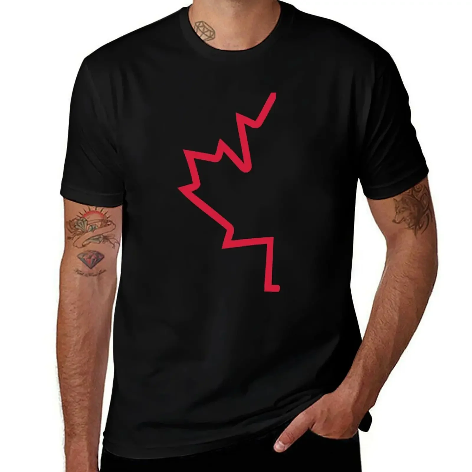 

Red half maple leaf T-Shirt oversizeds graphic shirts mens graphic t-shirts big and tall