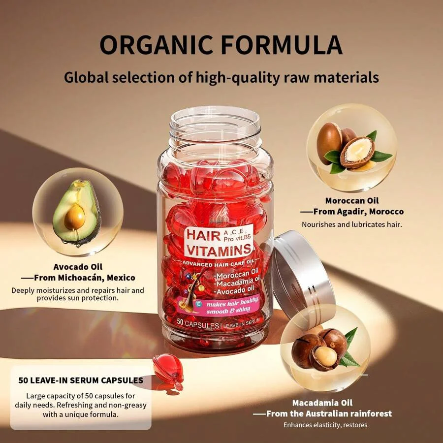 Best-Selling Hair Care Essential Oil Capsules, Moroccan Hair Care Essential Oil, No-Rinse Anti-Hairfall Vitamin Hair Care Essential Oil.