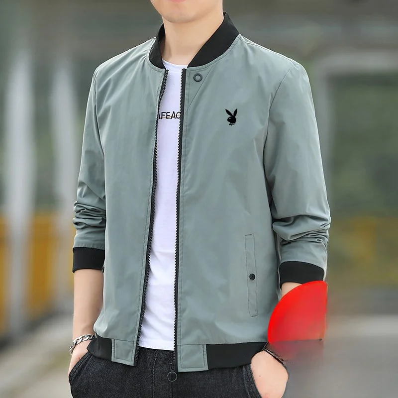 

Men's Jaet Spring Autumn Casual Sle Polyester Fabric Anti-Wrinkle Procing Stand Fit Youth ular Faion