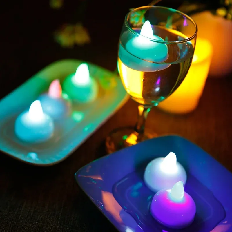 Flameless Floating Atmosphere Light Waterproof Floating Candle Romantic LED Electronic Light Flameless Floating Tea Lights