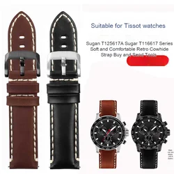 Quick release  watch band Adapted to the Tissot 1853 Sagitar series watch strap T125 black samurai T125617A cowhide strap 22mm