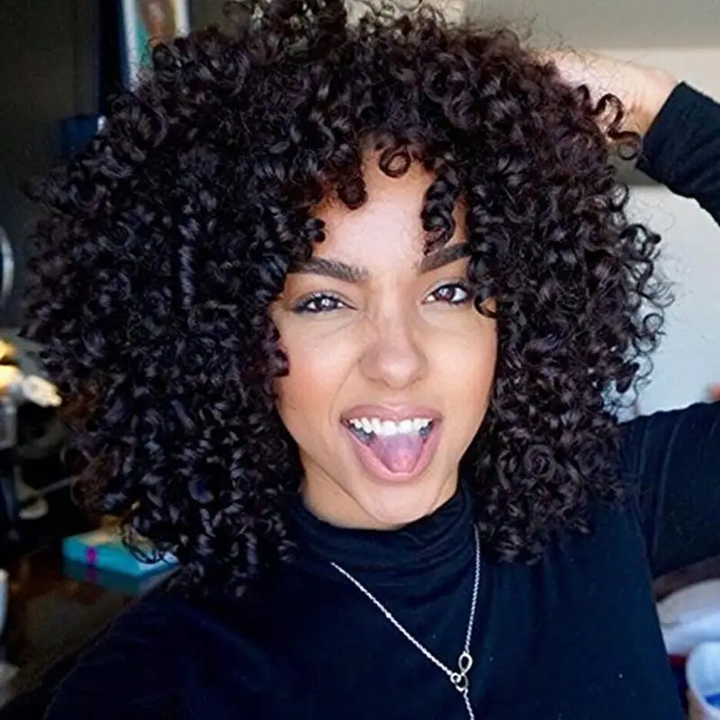 

Female wig African explosive head fluffy small curly hair foreign trade African short wig mechanism synthetic hair full head cov