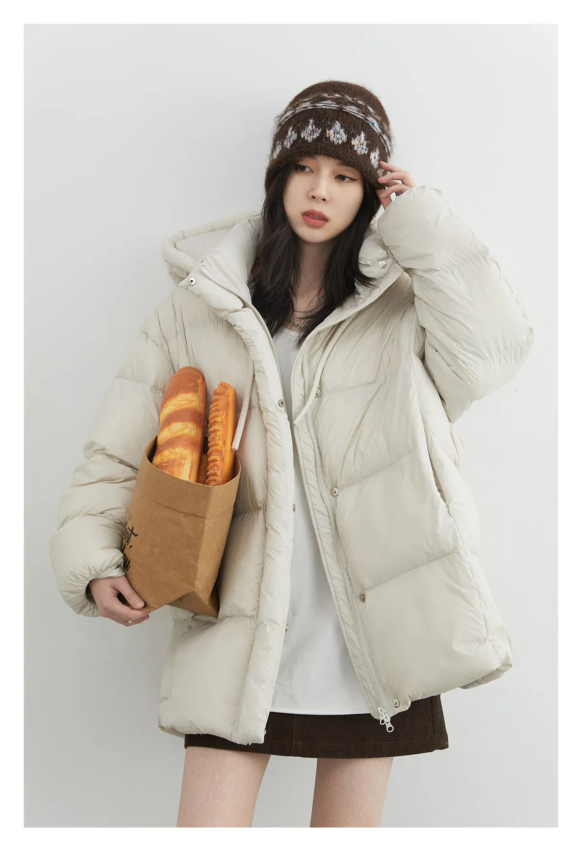 CHIC VEN New Women Down Jacket Solid Loose Casual Hooded Ladies Down Jacket for Woman 90 White Duck Down Coat Autumn Winter 2025