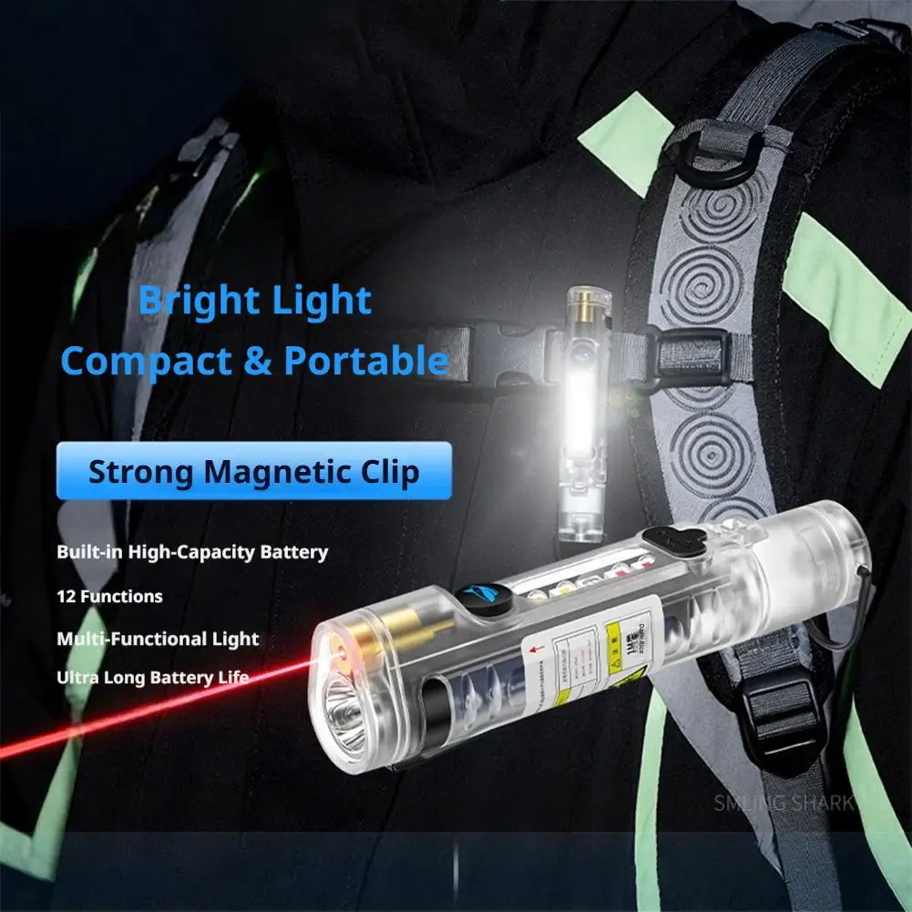Mini Pocket LED Flashlight USB Rechargeable Torch Keychain Clip Cap Light Long Endurance Emergency Hiking Camping Outdoor
