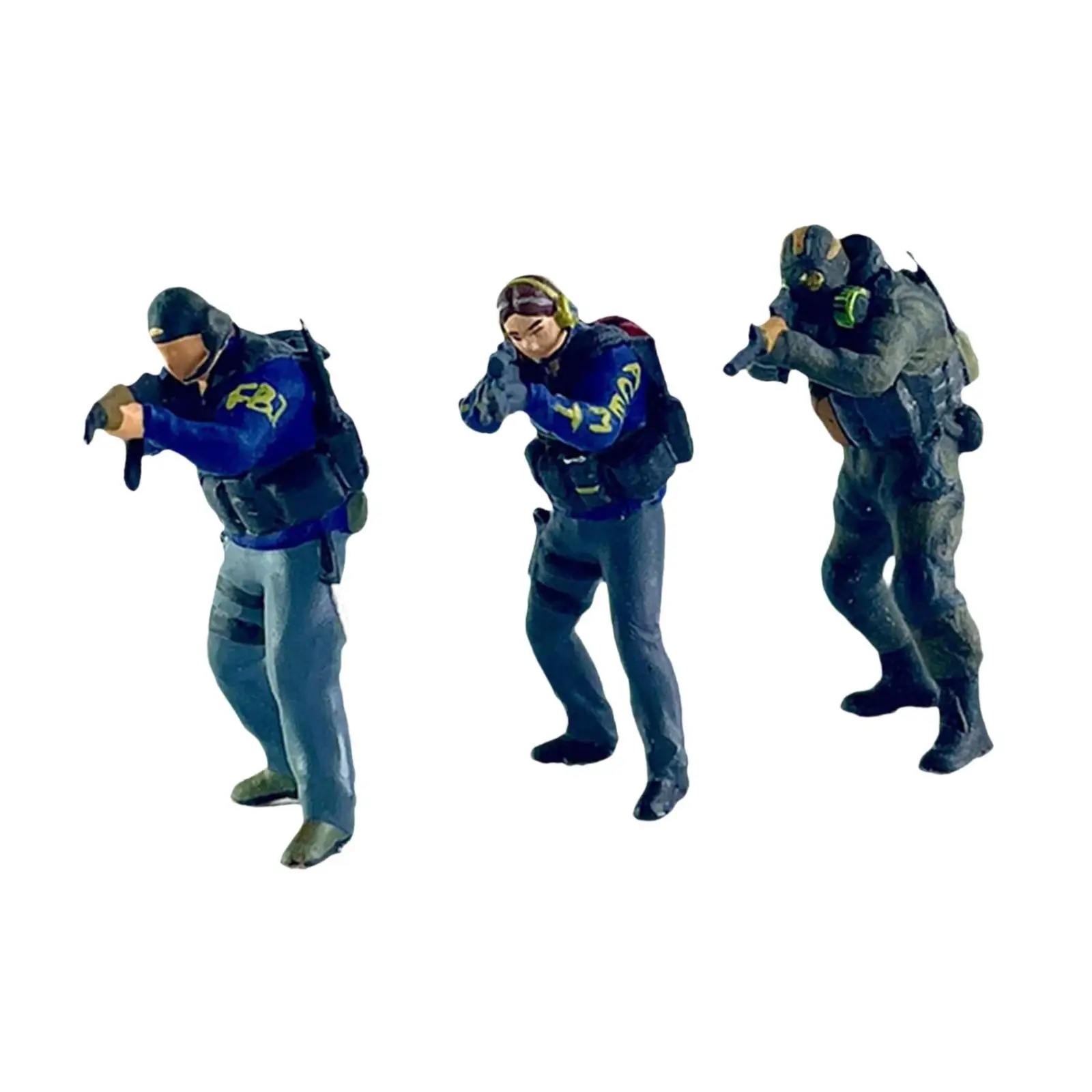 3 piezas 1:64 figura de pie modelo en uniformes mesa de arena adorno resina para