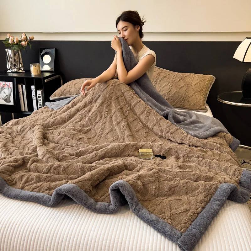 2025 جديد بلون تاف الصوف بطانية سميكة الراحة بطانية الحليب الصوف مكتب قيلولة المرجان الصوف بطانية ، لا المخدة #6