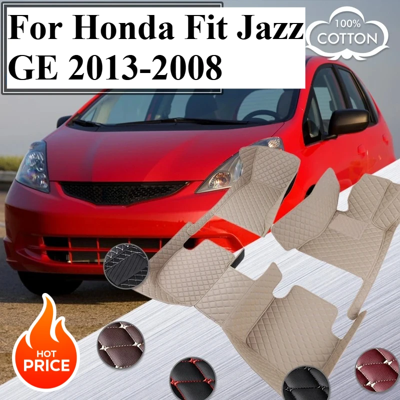

Car Floor Mats Anti Dirt Pad Durable Carpet Mat Luxury Leather Rug Interior Part PU-leather wate For Honda Fit Jazz GE 2013-2008