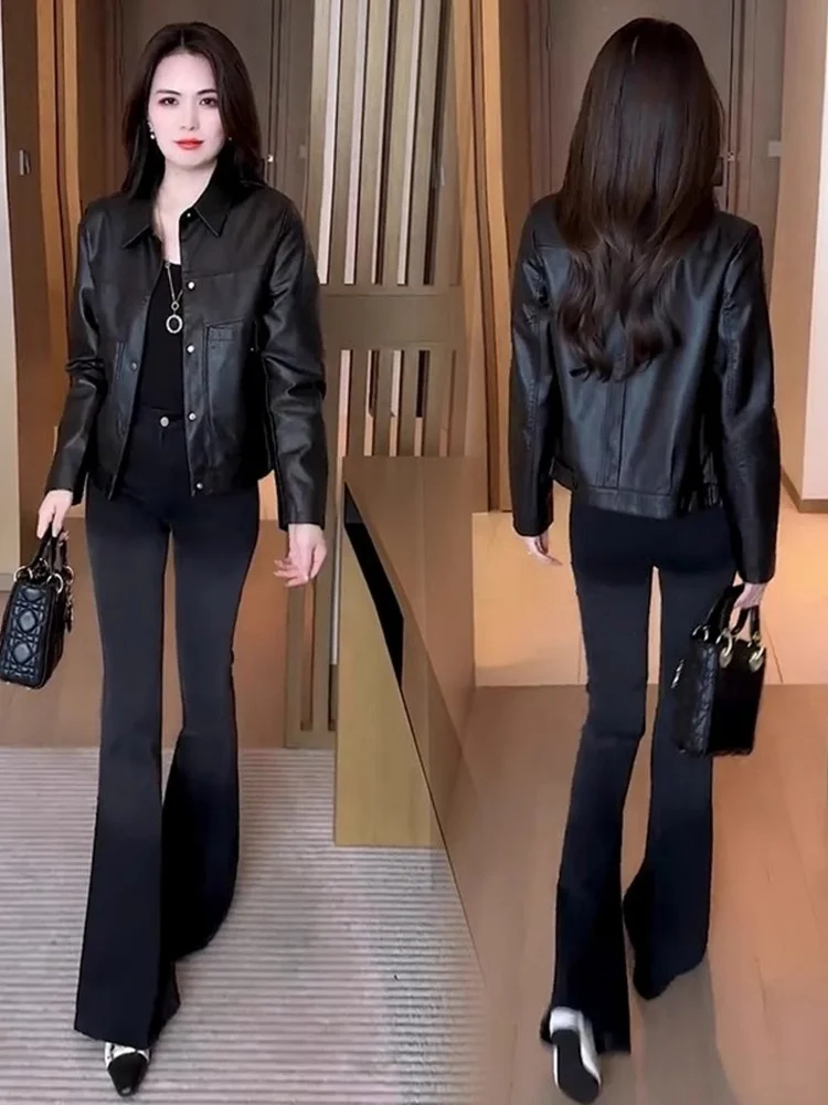 Giacca in Pelle PU alla Moda per Donna, Primavera 2025, Stile Vintage Americano di Alta Gamma, Sensazione Streetwear