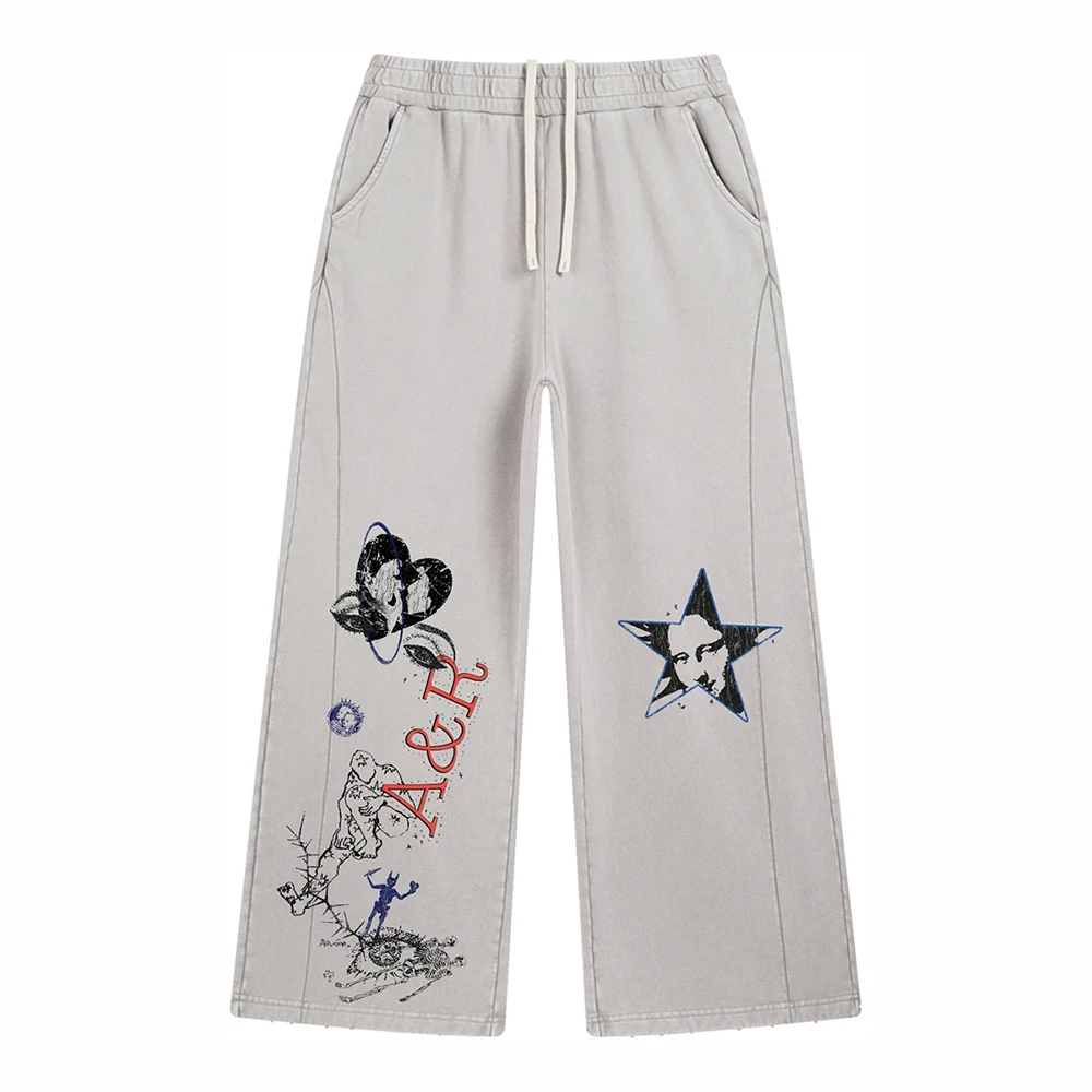 Gothic Graffiti Man Pants Women's Darkness Washed Sweatpants Y2k Sport Baggy Pants Cotton Men's Clothing Streetwear Casual Pants