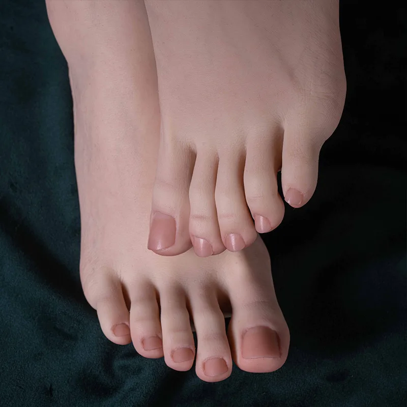 Silicone Foot Model Female Mannequin Fake Nail Practice Feet Fetish For Footjob Shoes Sock Display Lifelike All Bone ZDW3818