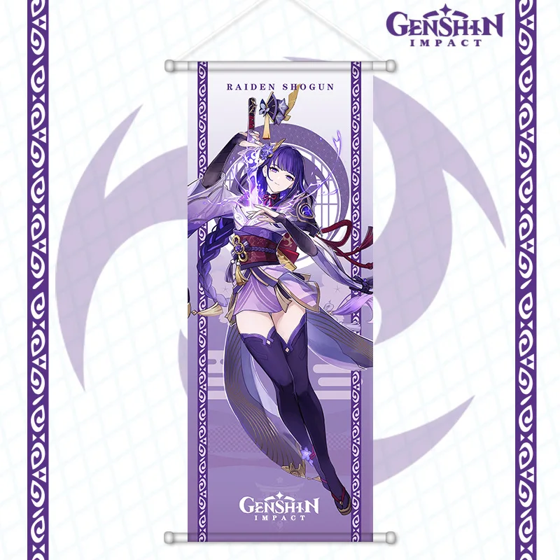 Genshin Impact Peripheral hanging painting silk cloth poster scroll anime two-dimensional anime poster  wall art  decor