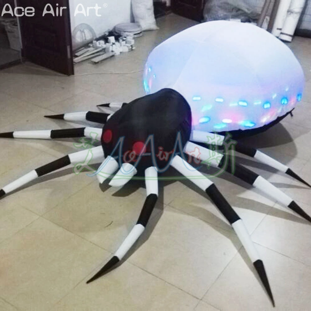 Inflatable Halloween Spider Replica Led Pop Up Spiders Model for Party Yard Decoration