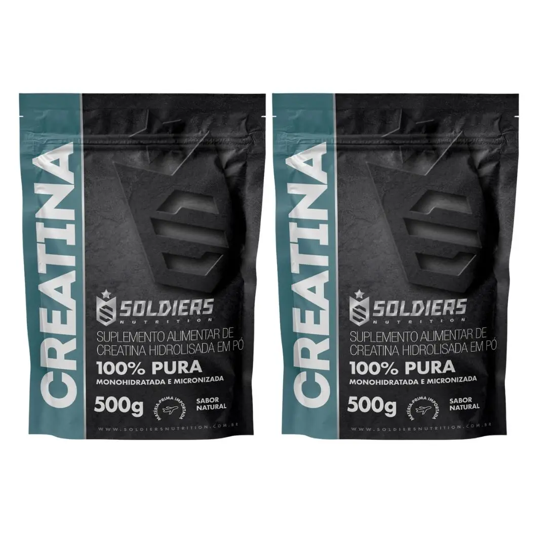 Kit: 2 Creatins Monohydrate 500g-Imported Pure 100%-Soldiers Nutrition