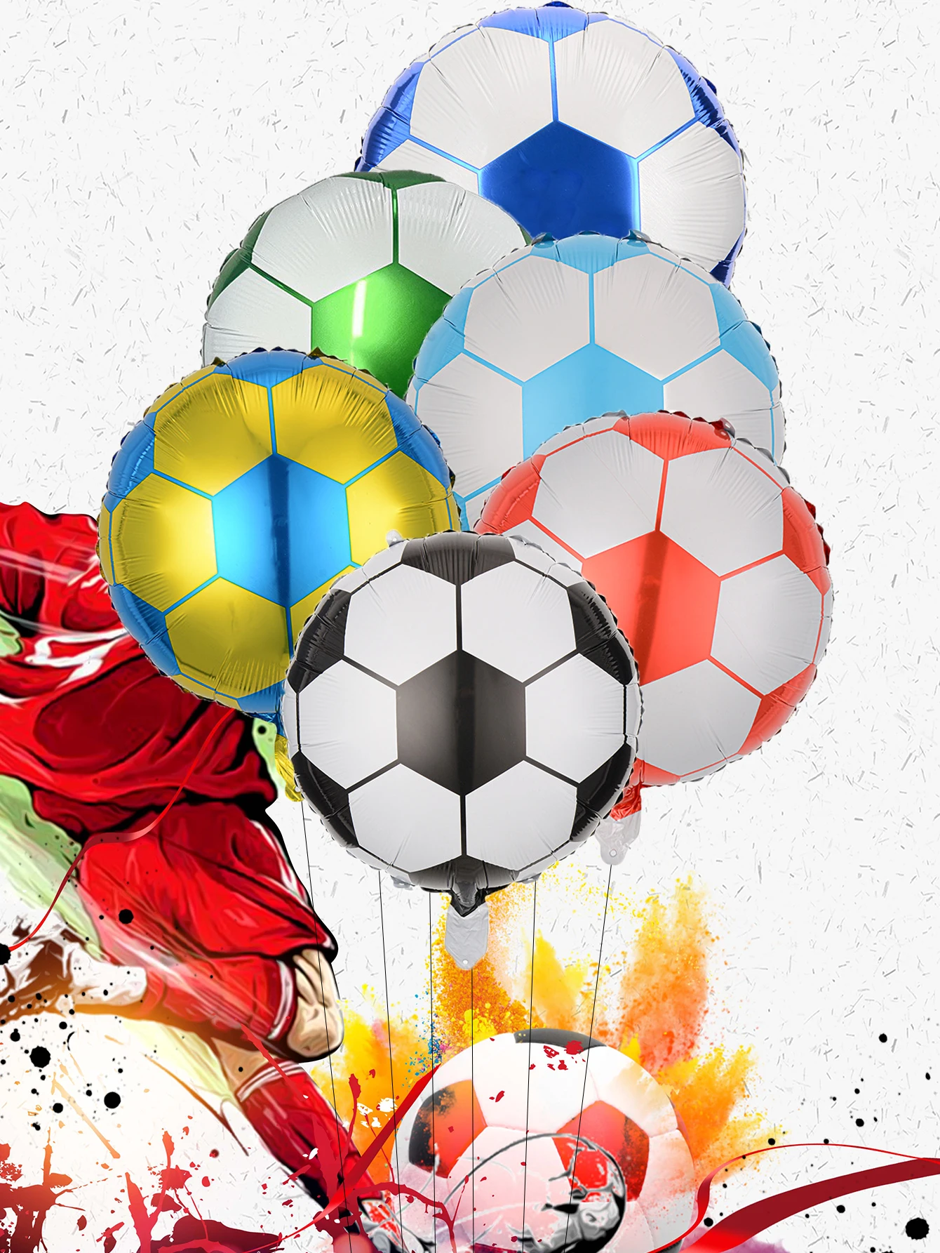 6pcs 18inch Football Foil Balloons Soccer Helium  Balloon Football Theme Party Soccer Fans Birthday Party Decorations