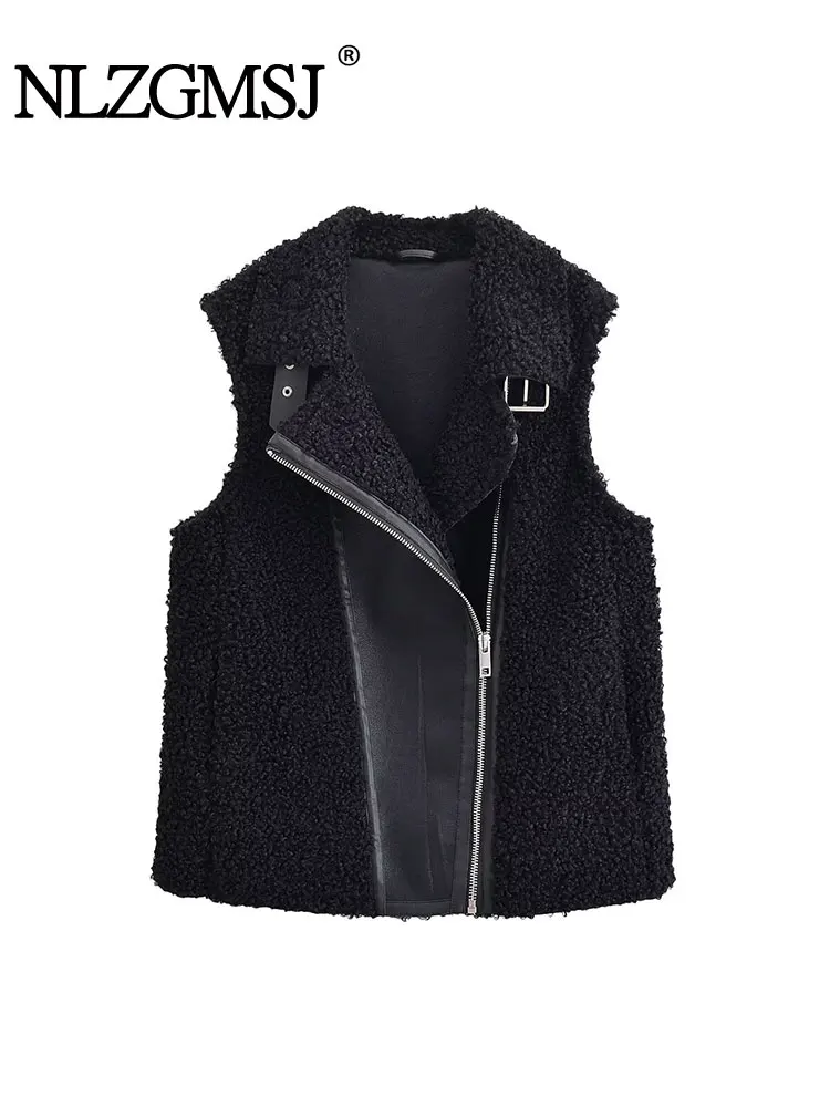 

Nlzgmsj 2022, осенние виннеры из искусственного меха, жилеты из искусственной кожи для женщин, новые модные куртки без рукавов, жилет, теплые уличные топы